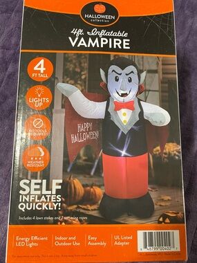 4 ft Inflatable Vampire - Red, Black & White